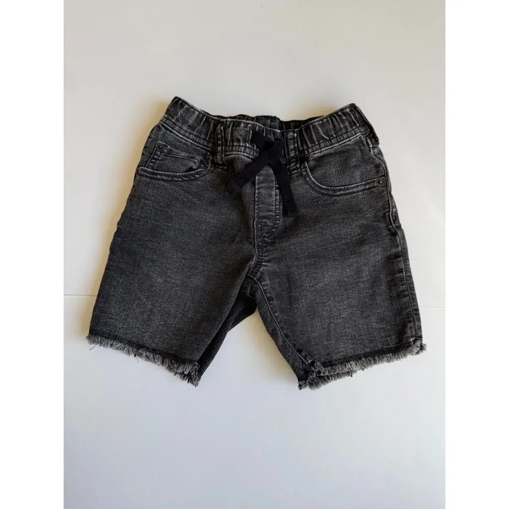 Gap Kids Denim Black Wash Pull On Frayed Hem Jean Shorts 5